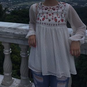 embroidered floral flows long sleeve